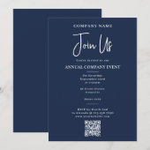 Company Event Office Party Corporate Annual Blue 招待状 (正面/裏面)