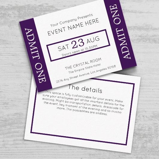 Company Event Ticket Concert Admit One Invitation エンクロージャーカード