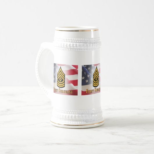Company First Sergeant Gift White Mug ビールジョッキ (正面左)
