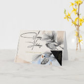 Company Happy Holidays Modern Pinecones  カード (黄色い花)