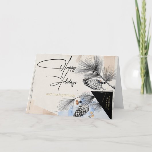 Company Happy Holidays Modern Pinecones  カード (正面)