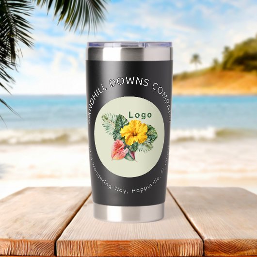 Company Logo and Business Name Curved Text 保温保冷タンブラー (ビーチ (回転後))