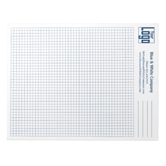 Company Logo Blue Grid Graph ノートパッド (正面)