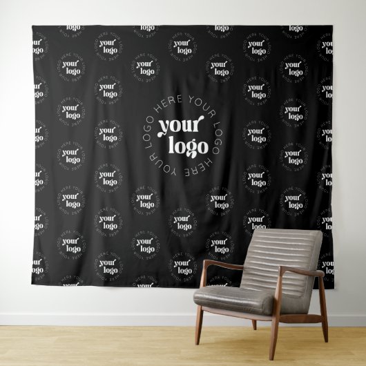 Company Logo Branded Pattern Black Event Tapestry タペストリー (インサイチュ(横))