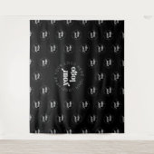 Company Logo Branded Pattern Black Event Tapestry タペストリー (正面)