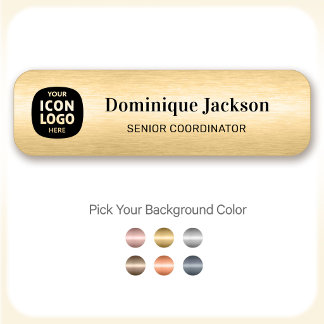 Company Logo Brushed Gold Employee ID  名札