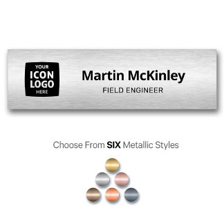 Company Logo Brushed Silver Professional ID  名札