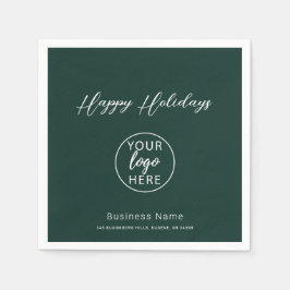 Company Logo Christmas Happy Holidays Napkins スタンダードカクテルナプキン