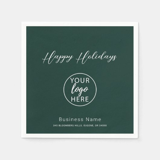 Company Logo Christmas Happy Holidays Napkins スタンダードカクテルナプキン (正面)