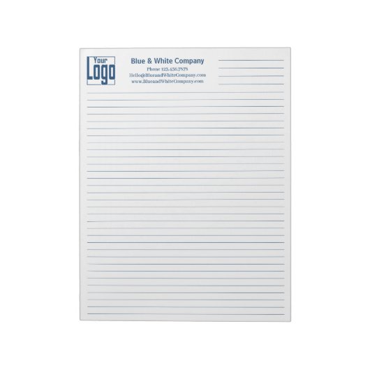 Company Logo Contact Blue Line College Rule ノートパッド (回転)