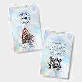 Company Logo Employee QR Code Holographic Photo ID バッジ (正面＆裏面)