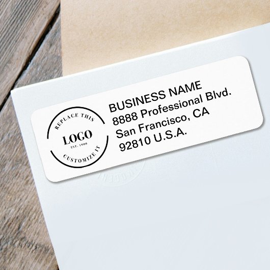 Company logo here Custom business Return address ラベル