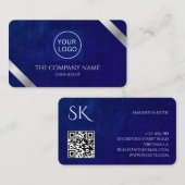 Company Logo Luxury Royal Blue Leather  名刺 (正面/裏面)