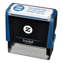Company Logo Name Address Self-inking Stamp blue セルフインキングスタンプ
