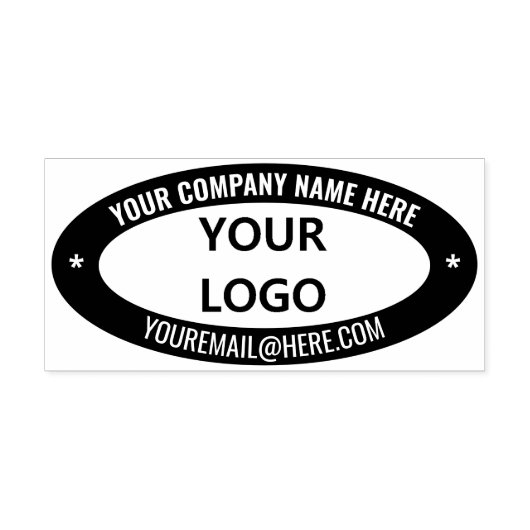 Company Logo Name Info Oval Rubber Stamp Example ラバースタンプ (インプリント)