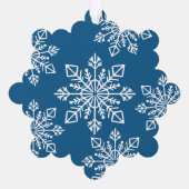 Company Logo Name Snowflake Merry Christmas Blue オーナメントカード (裏面)
