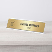 Company Logo Name Title Modern Gold Texture デスクネームプレート (正面)