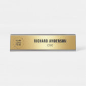 Company Logo Name Title Modern Gold Texture デスクネームプレート (正面)