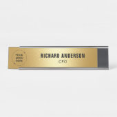 Company Logo Name Title Modern Gold Texture デスクネームプレート (正面)