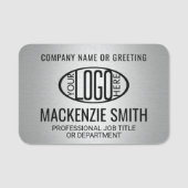 Company Logo Professional Employee Faux Silver 名札 (正面)