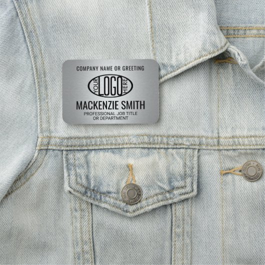 Company Logo Professional Employee Faux Silver 名札 (インサイチュ)