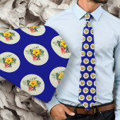 Company Logo Small Pattern Navy Blue ネクタイ