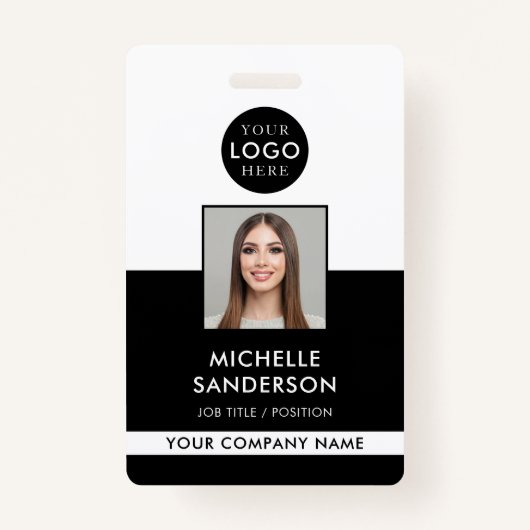 Company Logo Staff Barcode Employee Photo ID バッジ (正面)