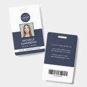 Company Logo Staff Barcode Employee Photo ID バッジ (Front & Back)
