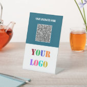 Company Logo Text QR Code Pedestal Sign Template 台座サイン (インサイチュ)