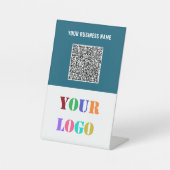 Company Logo Text QR Code Pedestal Sign Template 台座サイン (正面)