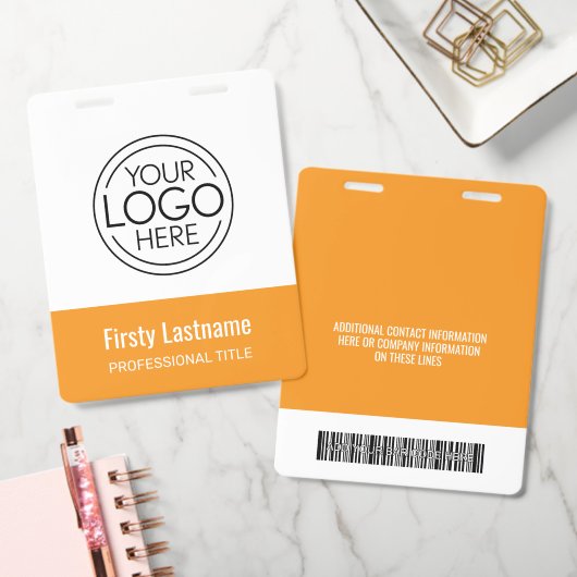 Company Logo with First and Last Names Bar Code バッジ (オフィス)