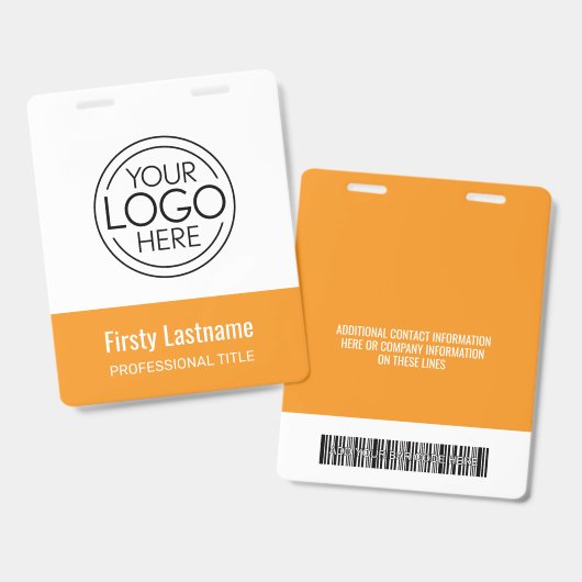 Company Logo with First and Last Names Bar Code バッジ (正面＆裏面)