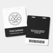 Company Logo with First and Last Names Bar Code バッジ (正面＆裏面)