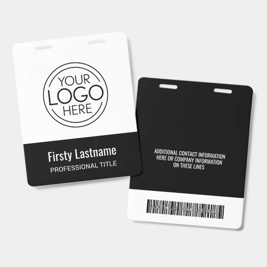 Company Logo with First and Last Names Bar Code バッジ (正面＆裏面)