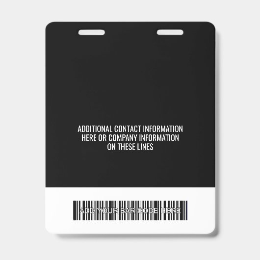 Company Logo with First and Last Names Bar Code バッジ (裏面)