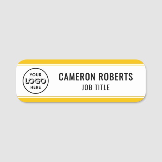 Company Logo Yellow Magnetic Employee 名札 (正面)