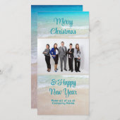 Company Office Christmas Greetingビーチシーン シーズンカード (正面/裏面)