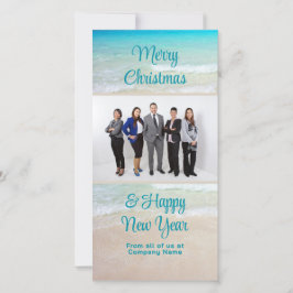 Company Office Christmas Greetingビーチシーン シーズンカード