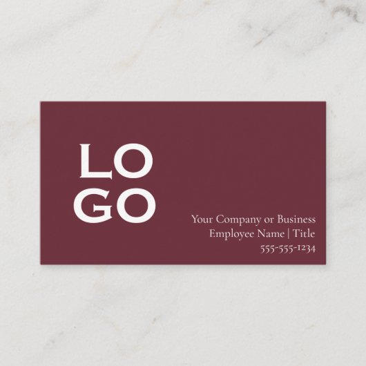Company or Business Custom Logo Burgundy 名刺 (正面)