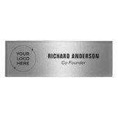 Company Owners Name Tag | Modern Silver Texture 名札 (正面)