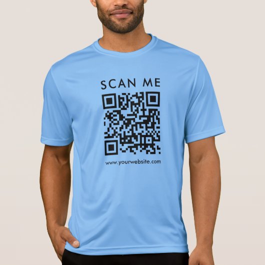 Company QR Code Scan Me Mens Front Side Print Tシャツ (正面)