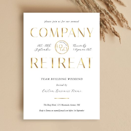 Company Retreat Team Building White Gold Business 招待状