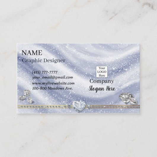 Company Silver Gold Elegant Sparkle Diamond   名刺 (正面)