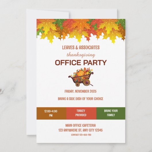 Company Thanksgiving Office Party Invitation 招待状 (正面)