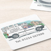 Company Vanに名前を付けたスモールビジネス スクエアペーパーコースター