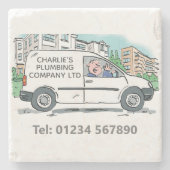 Company Vanに名前を付けたスモールビジネス ストーンコースター (正面)