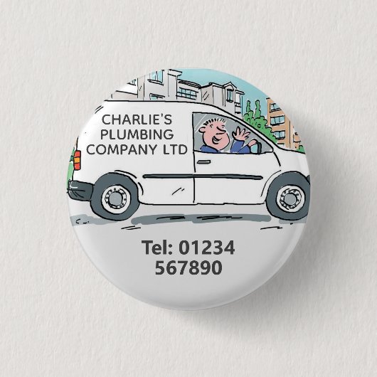 Company Vanに名前を付けたスモールビジネス 缶バッジ (正面)