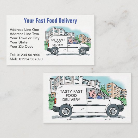 Company Vanに名前を付けたファストフードの提供 名刺 (正面/裏面)
