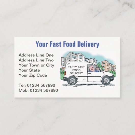 Company Vanに名前を付けたファストフードの提供 名刺 (正面)