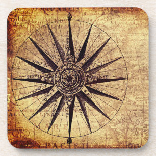 Compass Discovery Age Worldマップヴィンテージ コースター